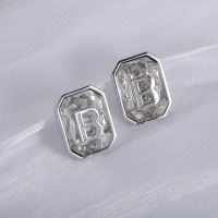 Balenciaga B Icon Crystal Earrings In Silver