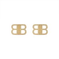 Balenciaga BB 2.0 Earrings with Crystals In Gold