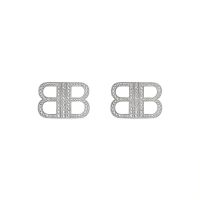 Balenciaga BB 2.0 Earrings with Crystals In Silver