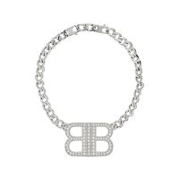 Balenciaga BB 2.0 Necklace with Crystals In Silver