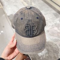 Balenciaga BB Baseball Cap Denim In Taupe