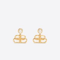 Balenciaga BB Drop Earrings with Pearls In Gold