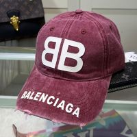 Balenciaga BB Logo Baseball Cap In Burgundy