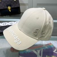 Balenciaga BB Logo Baseball Cap Cotton In Beige/White
