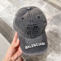 Balenciaga BB Logo Baseball Cap Denim In Grey