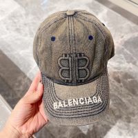 Balenciaga BB Logo Baseball Cap Denim In Taupe
