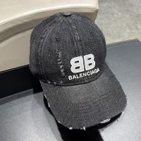 Balenciaga BB Logo Classic Baseball Cap Denim In Black