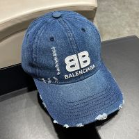 Balenciaga BB Logo Classic Baseball Cap Denim In Blue