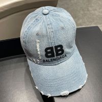 Balenciaga BB Logo Classic Baseball Cap Denim In Light Blue