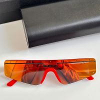 Balenciaga BB003S Ski Rectangle Sunglasses In Orange