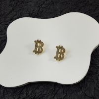 Balenciaga B-coin Earrings with Crystals In Gold