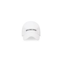 Balenciaga Cap Embroidered Logo Cotton In White/Black