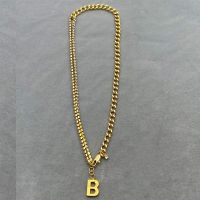 Balenciaga Crystals Chain B Pendant Necklace In Gold