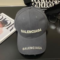 Balenciaga Double Logo Baseball Cap In Grey