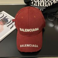 Balenciaga Double Logo Baseball Cap In Red