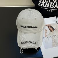 Balenciaga Double Logo Classic Baseball Cap In White