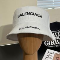 Balenciaga Double Logo Classic Bucket Hat In White