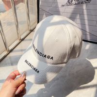 Balenciaga Double Logo Embroidered Cap Cotton In White