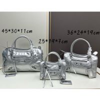 Balenciaga Gaint City Shoulder Bag In Calfskin Silver