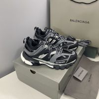 Balenciaga Glow In The Dark Track Sneakers Unisex Leather and Mesh Black/Grey