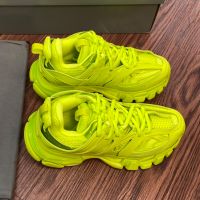Balenciaga Glow In The Dark Track Sneakers Unisex Leather and Mesh Lemon