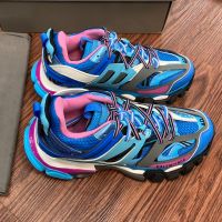 Balenciaga Glow In The Dark Track Sneakers Unisex Leather and Mesh Light Blue