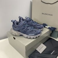 Balenciaga Glow In The Dark Track Sneakers Unisex Leather and Mesh Navy Blue