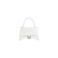 Balenciaga Hourglass Handbag In Crocodile Embossed Leather White