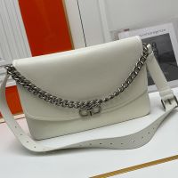 Balenciaga Large BB Soft Flap Bag In Calfskin White