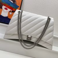 Balenciaga Large Crush Chain Bag In Quilted Crushed Calfskin White