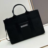 Balenciaga Large Hardware Tote With Strap In Canvas Black