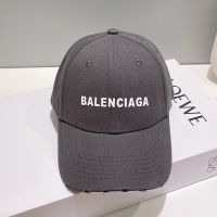 Balenciaga Logo Classic Baseball Cap Cotton In Grey