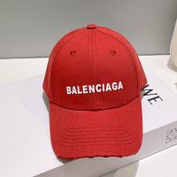 Balenciaga Logo Classic Baseball Cap Cotton In Red