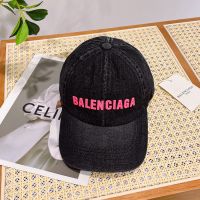 Balenciaga Logo Classic Baseball Cap Denim In Black