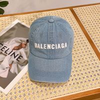 Balenciaga Logo Classic Baseball Cap Denim In Light Blue