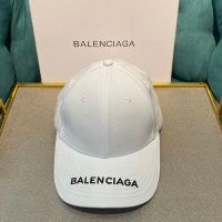 Balenciaga Logo Embroidered Cap Cotton In White/Black