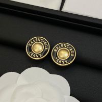 Balenciaga Logo Enamel Earrings In Gold