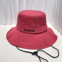 Balenciaga Logo Fashion Hatband Bucket Hat In Red