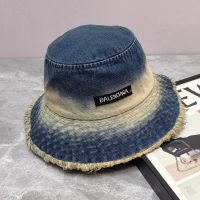 Balenciaga Logo Gradient Color Bucket Hat In Blue