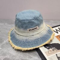 Balenciaga Logo Gradient Color Bucket Hat In Light Blue