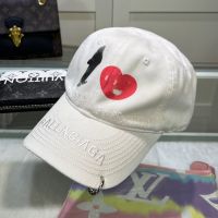 Balenciaga Logo Graffiti Baseball Cap In White