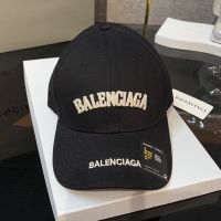 Balenciaga Logo Label Baseball Cap Cotton In Black