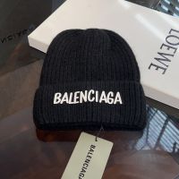 Balenciaga Logo Rabbit Fur Knitted Hat In Black