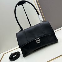 Balenciaga Medium Hourglass Handbag In Calfskin Black/Silver