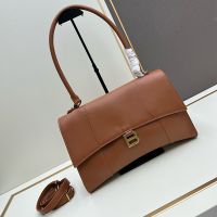 Balenciaga Medium Hourglass Handbag In Calfskin Brown/Gold