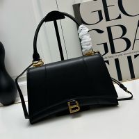 Balenciaga Medium Hourglass Hinge Handbag In Smooth Calfskin Black/Gold
