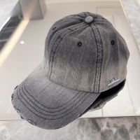Balenciaga Metal BB Logo Baseball Cap Denim In Grey