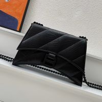 Balenciaga Mini Crush Chain Bag In Quilted Crushed Calfskin Black