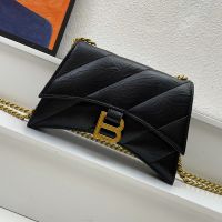 Balenciaga Mini Crush Chain Bag In Quilted Crushed Calfskin Black/Gold