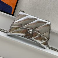 Balenciaga Mini Crush Chain Bag In Quilted Crushed Calfskin Silver